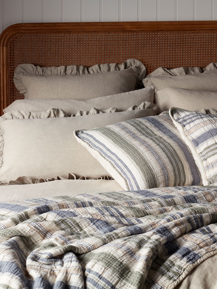 Secret Linen Store Natural 100% Linen Frill Pillowcase - Image 1 of 5 Secret Linen Store Natural 100% Linen Frill Pillowcase - Image 1 of 5