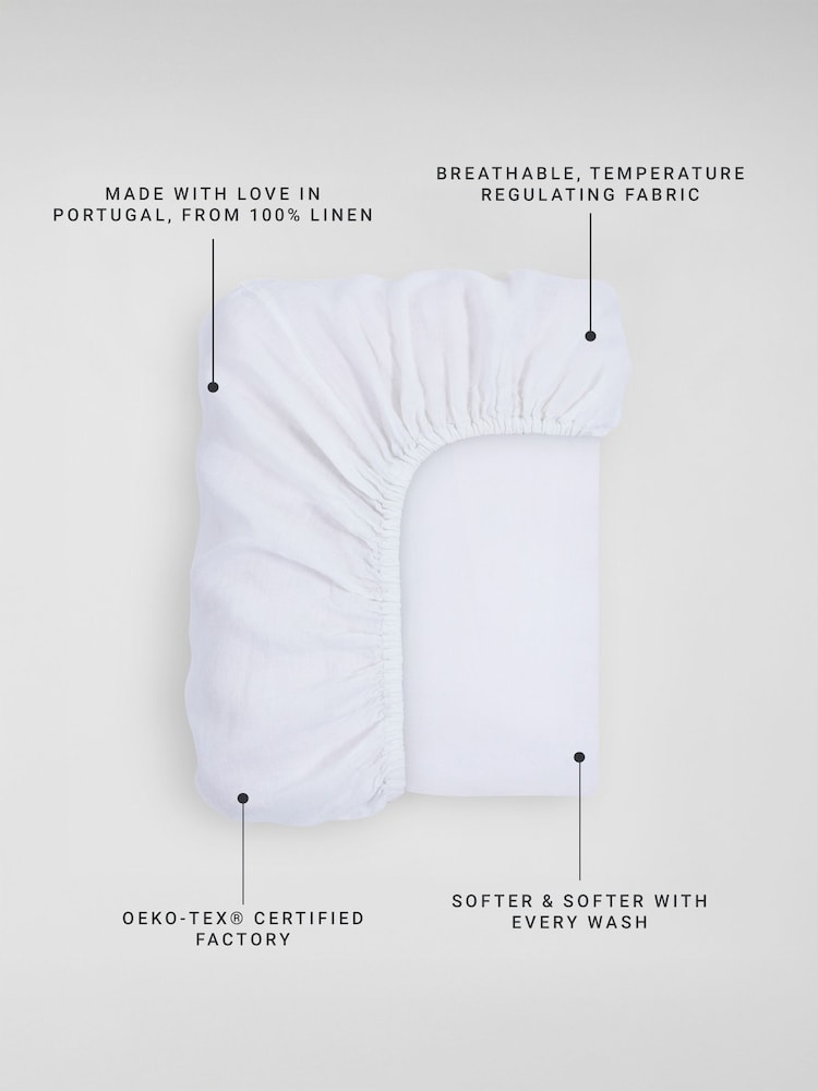 Secret Linen Store White 100% Linen Extra Deep Fitted Extra Deep Fitted Sheet - Image 2 of 3 Secret Linen Store White 100% Linen Extra Deep Fitted Extra Deep Fitted Sheet - Image 2 of 3