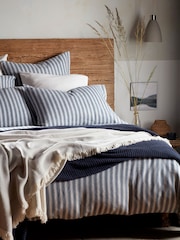 Secret Linen Store French Blue Fred Stripe Brushed Fitted Sheet - Image 3 of 6