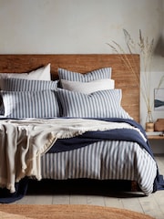 Secret Linen Store French Blue Fred Stripe Brushed Fitted Sheet - Image 4 of 6
