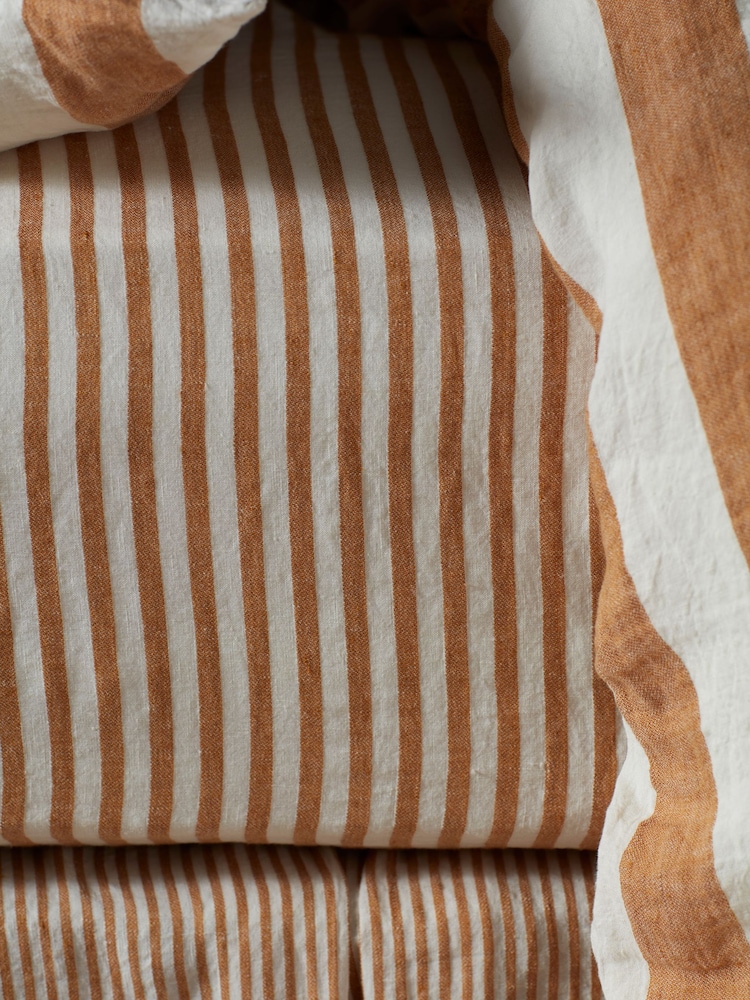 Secret Linen Store Amber Cora 100% Linen Fitted Sheet - Image 1 of 2 Secret Linen Store Amber Cora 100% Linen Fitted Sheet - Image 1 of 2