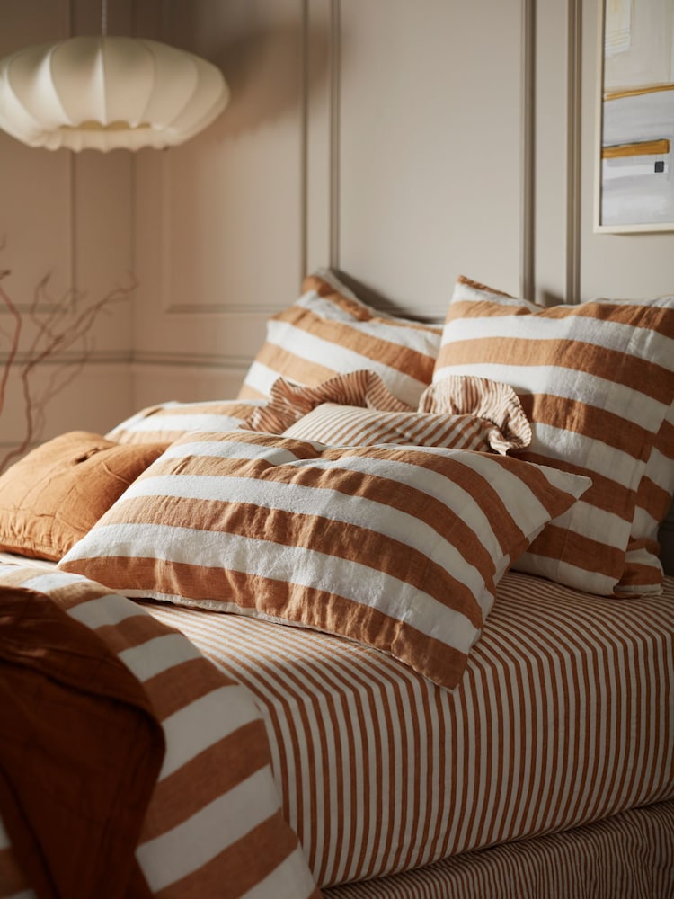 Secret Linen Store Amber Cora 100% Linen Fitted Sheet - Image 2 of 2 Secret Linen Store Amber Cora 100% Linen Fitted Sheet - Image 2 of 2