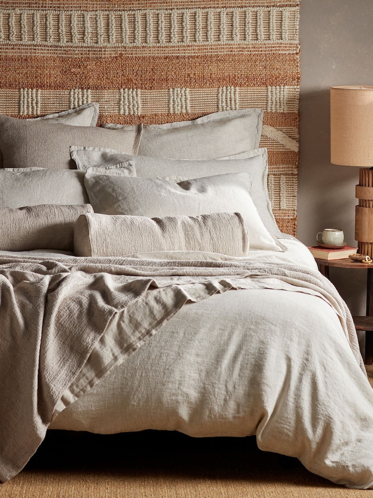 Secret Linen Store Natural Sid Stripe 100% Linen Fitted Sheet - Image 1 of 3 Secret Linen Store Natural Sid Stripe 100% Linen Fitted Sheet - Image 1 of 3