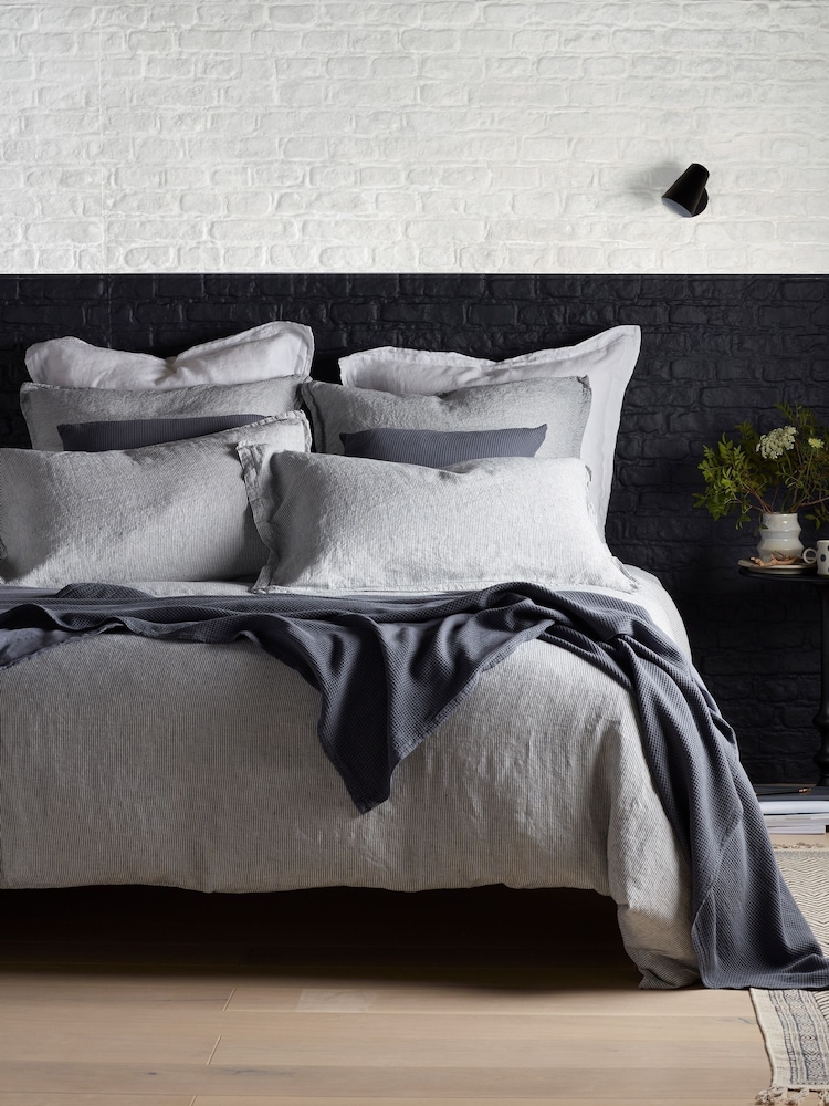 Secret Linen Store French Blue Sid Stripe 100% Linen Pillowcase - Image 1 of 4 Secret Linen Store French Blue Sid Stripe 100% Linen Pillowcase - Image 1 of 4