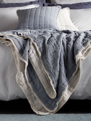 Secret Linen Store French Blue Vivienne Quilted Throw - Image 1 of 3