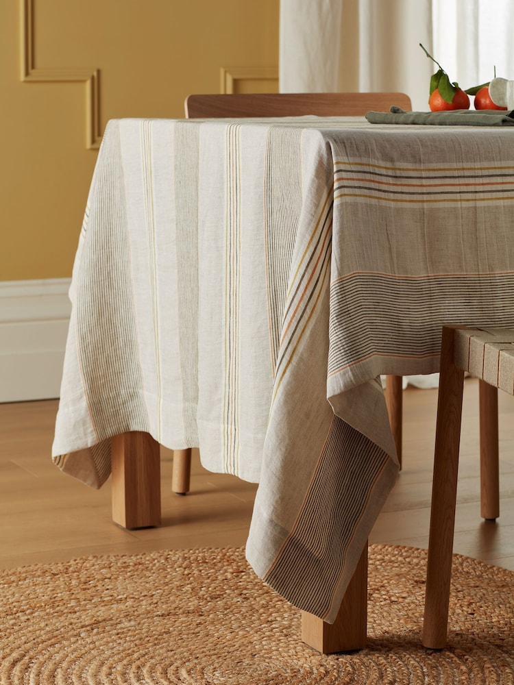 Secret Linen Store Natural Sophie Stripe Rectangle Tablecloth - Image 1 of 3 Secret Linen Store Natural Sophie Stripe Rectangle Tablecloth - Image 1 of 3