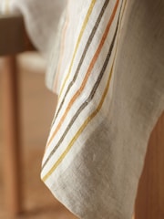 Secret Linen Store Natural Sophie Stripe Rectangle Tablecloth - Image 2 of 3