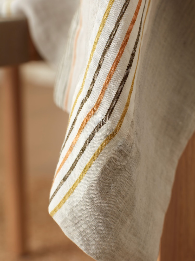 Secret Linen Store Natural Sophie Stripe Rectangle Tablecloth - Image 2 of 3 Secret Linen Store Natural Sophie Stripe Rectangle Tablecloth - Image 2 of 3