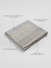 Secret Linen Store Natural Sophie Stripe Rectangle Tablecloth - Image 3 of 3