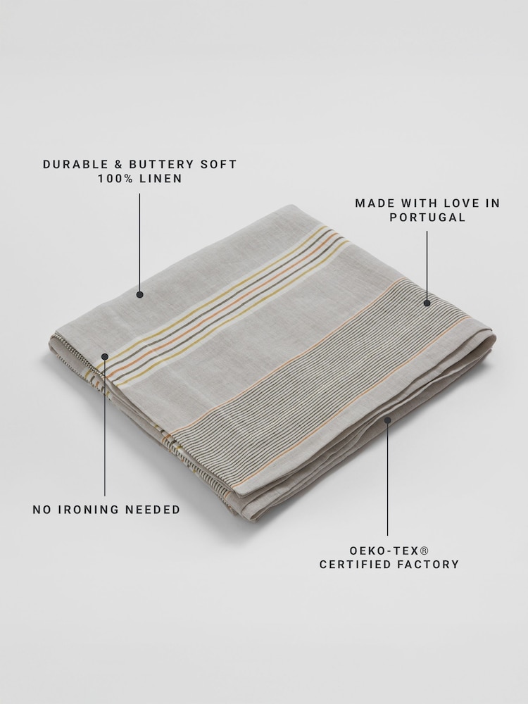 Secret Linen Store Natural Sophie Stripe Rectangle Tablecloth - Image 3 of 3 Secret Linen Store Natural Sophie Stripe Rectangle Tablecloth - Image 3 of 3