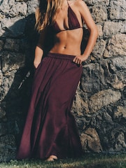 The Set 2 Pack Cotton Maxi Skirt Cream/Burgandy Red - Image 4 of 6