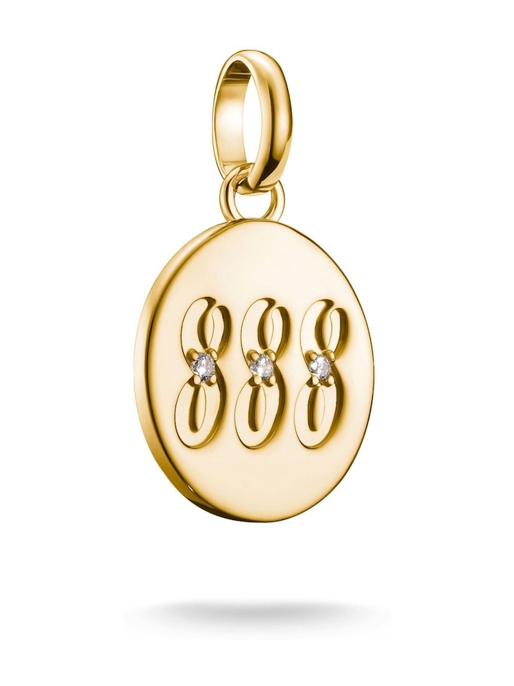 Thomas Sabo Gold Plated Charm Connect 888 Angel Number Pendant With Stones - Image 1 of 4