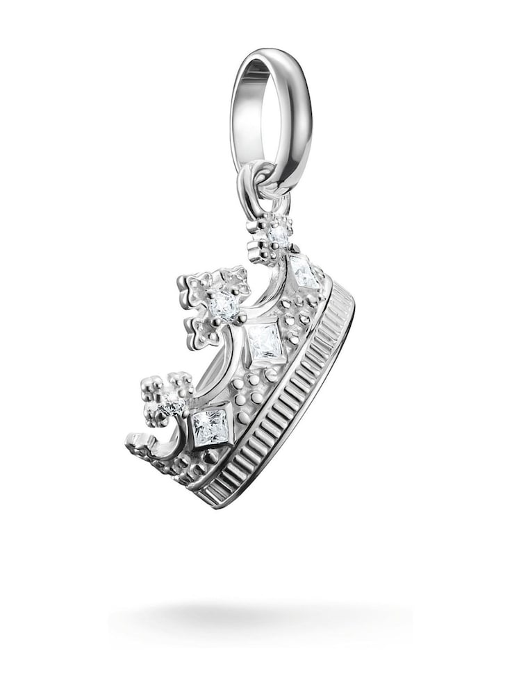 Thomas Sabo Silver Charm Connect Crown Pendant With Stones - Image 1 of 3 Thomas Sabo Silver Charm Connect Crown Pendant With Stones - Image 1 of 3