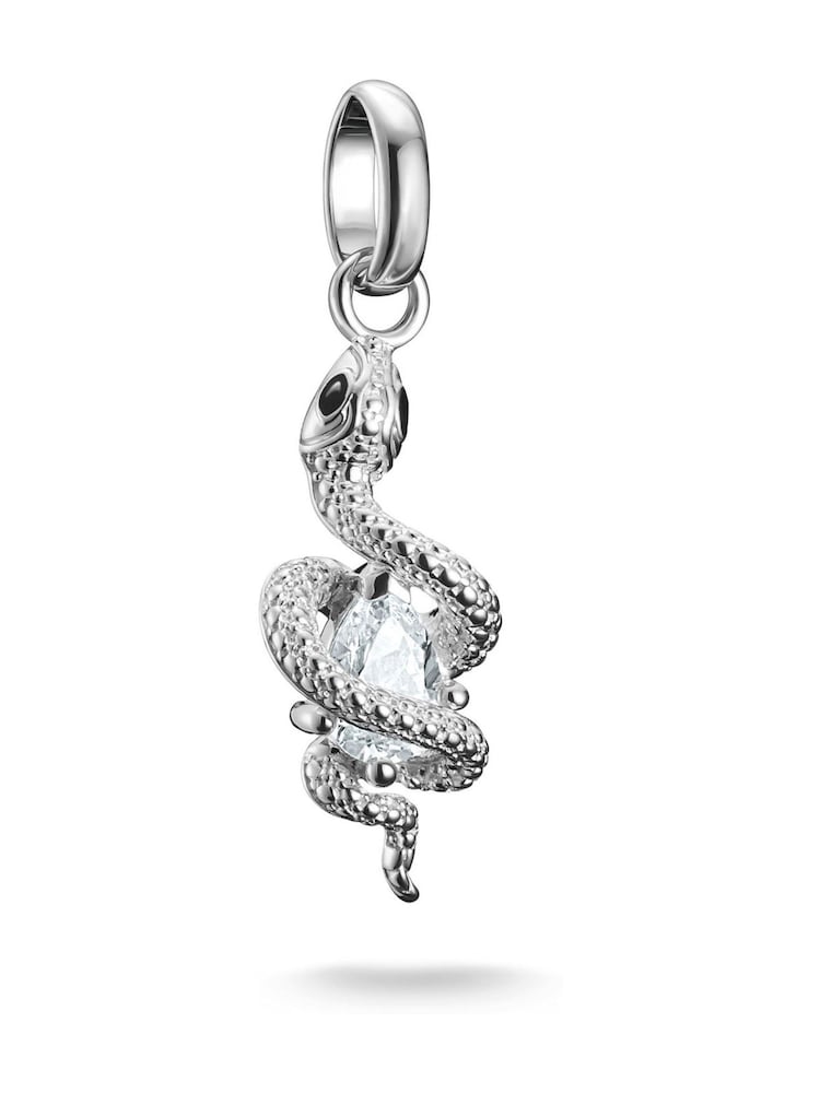 Thomas Sabo Silver Plated Charm Connect Snake Pendant With Stone - Image 1 of 4 Thomas Sabo Silver Plated Charm Connect Snake Pendant With Stone - Image 1 of 4