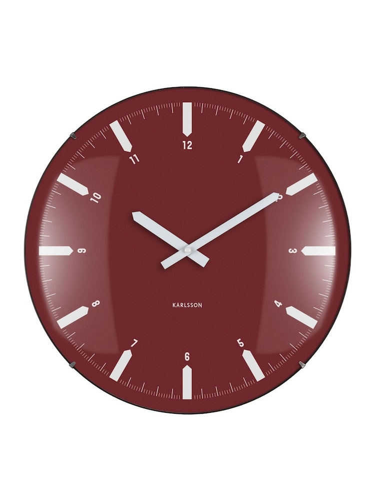 Present Time Burgundy Red Realista Dome Wall Clock - Image 2 of 4 Present Time Burgundy Red Realista Dome Wall Clock - Image 2 of 4