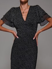 Jolie Moi Black V-Neck Frill Sleeve Chiffon Midaxi Dress - Image 3 of 7