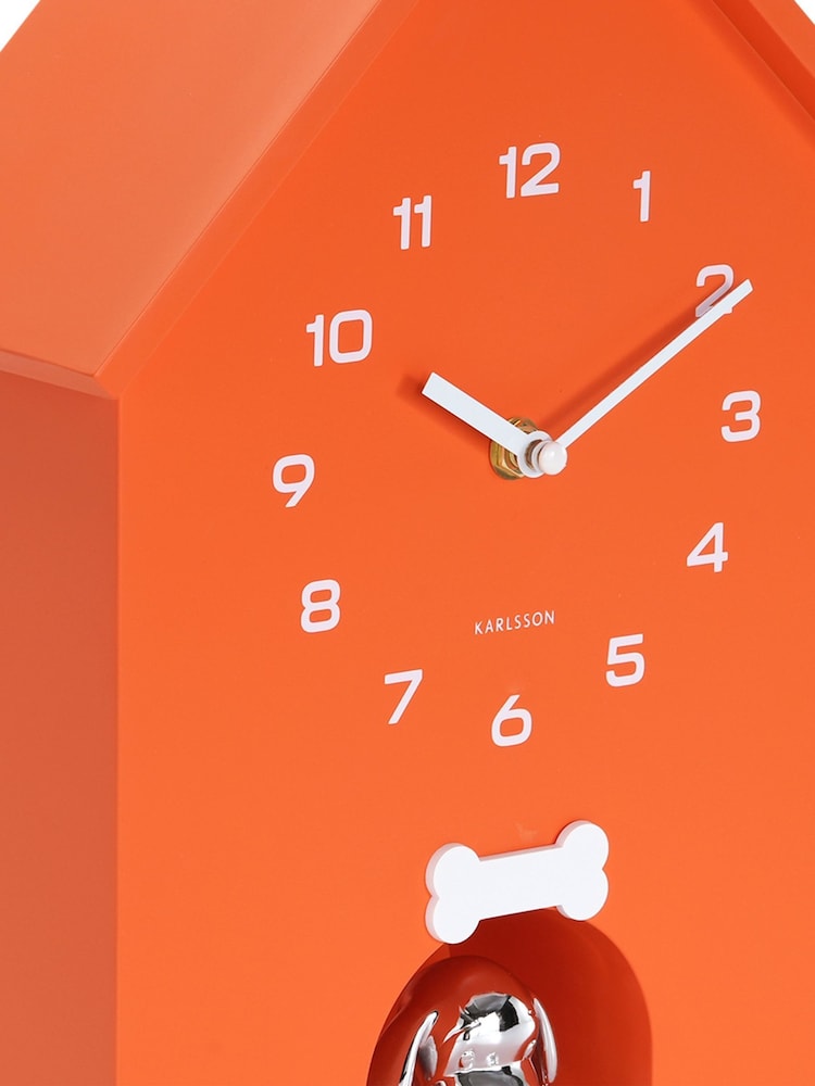 Present Time Bright Orange Dog House Wall Clock - Image 3 of 3 Present Time Bright Orange Dog House Wall Clock - Image 3 of 3