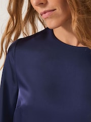 Monsoon Blue Ingrid Bell Sleeve Satin Blouse - Image 4 of 5