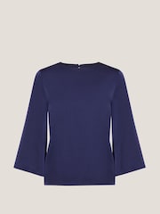 Monsoon Blue Ingrid Bell Sleeve Satin Blouse - Image 5 of 5