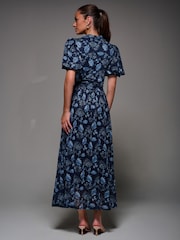 Jolie Moi Puffy Sleeve Printed Mesh Maxi Dress - Bild 2 von 6