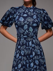 Jolie Moi Puffy Sleeve Printed Mesh Maxi Dress - Bild 3 von 6