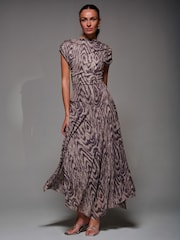 Jolie Moi Asymmetrical Draped Slash Neck Midaxi Dress - Bild 1 von 5