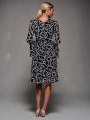 črna - Jolie Moi Long Sleeve Chiffon Knee Length Dress - Slika 2 iz 6