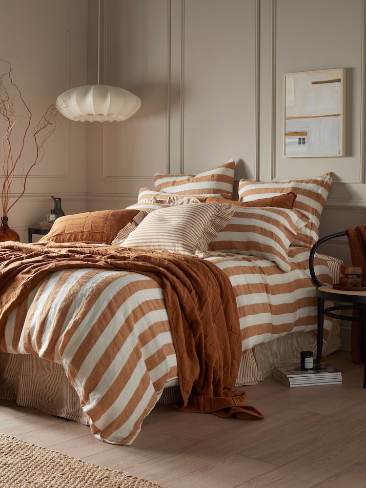 Secret Linen Store Amber Cora Stripe 100% Linen Valance - Image 2 of 2 Secret Linen Store Amber Cora Stripe 100% Linen Valance - Image 2 of 2