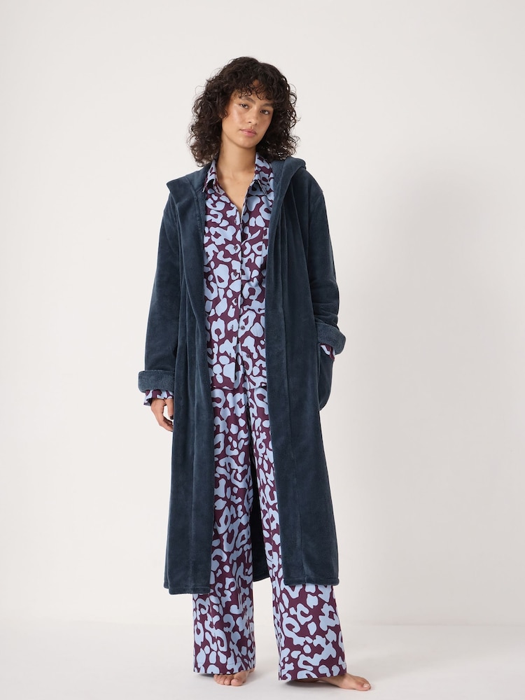 Hush Green Fluffy Hooded Dressing Gown - Image 1 of 5 Hush Green Fluffy Hooded Dressing Gown - Image 1 of 5