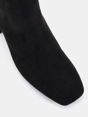 črna - Novo Wide Fit Geri Block Heel Square Toe Ruched Knee Boots - Slika 3 iz 6