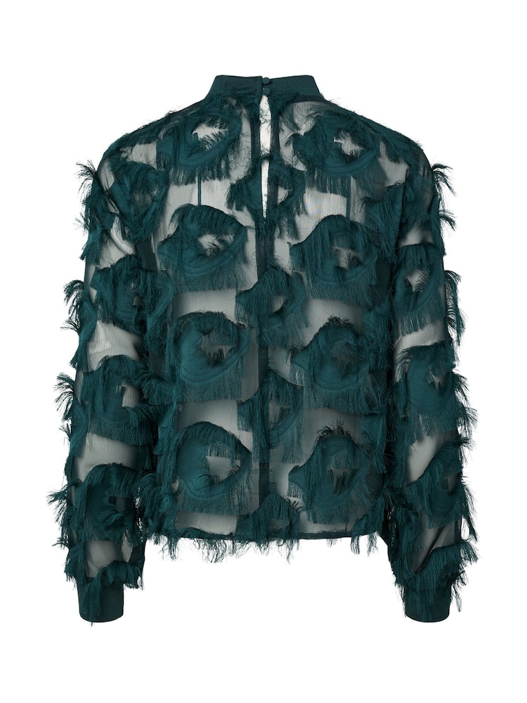 Y.A.S Blue Fringe Texture Long Sleeve Top - Image 3 of 3