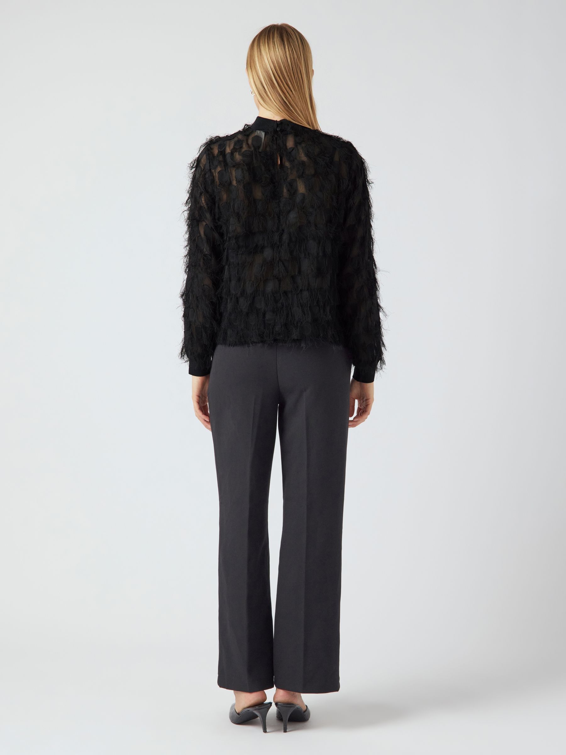 Buy Y.A.S Black Fringe Texture Long Sleeve Top from Next USA