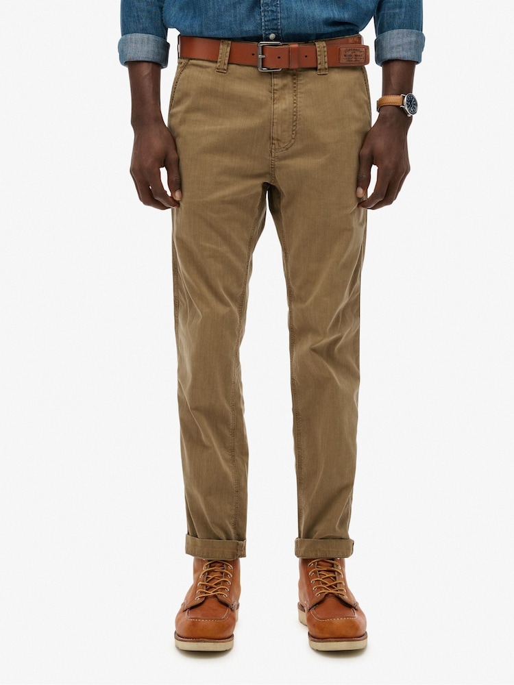 Superdry Brown Utility Chino Trousers - Image 1 of 8