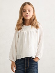Reiss White Elle Cheesecloth Textured Blouse - Image 1 of 4