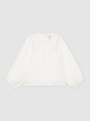 Reiss White Elle Cheesecloth Textured Blouse - Image 2 of 4