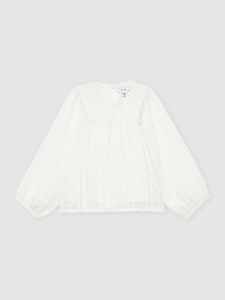 Reiss White Elle Cheesecloth Textured Blouse - Image 2 of 4