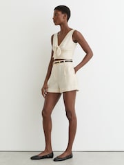 Reiss Black Leona Leather Cut-Out Ballet Flats - Image 6 of 6