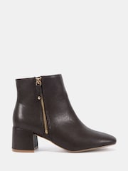 Braun - Novo Kate Zip Side Square Toe Block Heel Ankle Boots - Bild 2 von 6