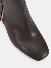 Braun - Novo Kate Zip Side Square Toe Block Heel Ankle Boots - Bild 6 von 6