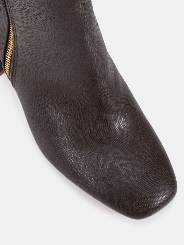 Braun - Novo Kate Zip Side Square Toe Block Heel Ankle Boots - Bild 6 von 6