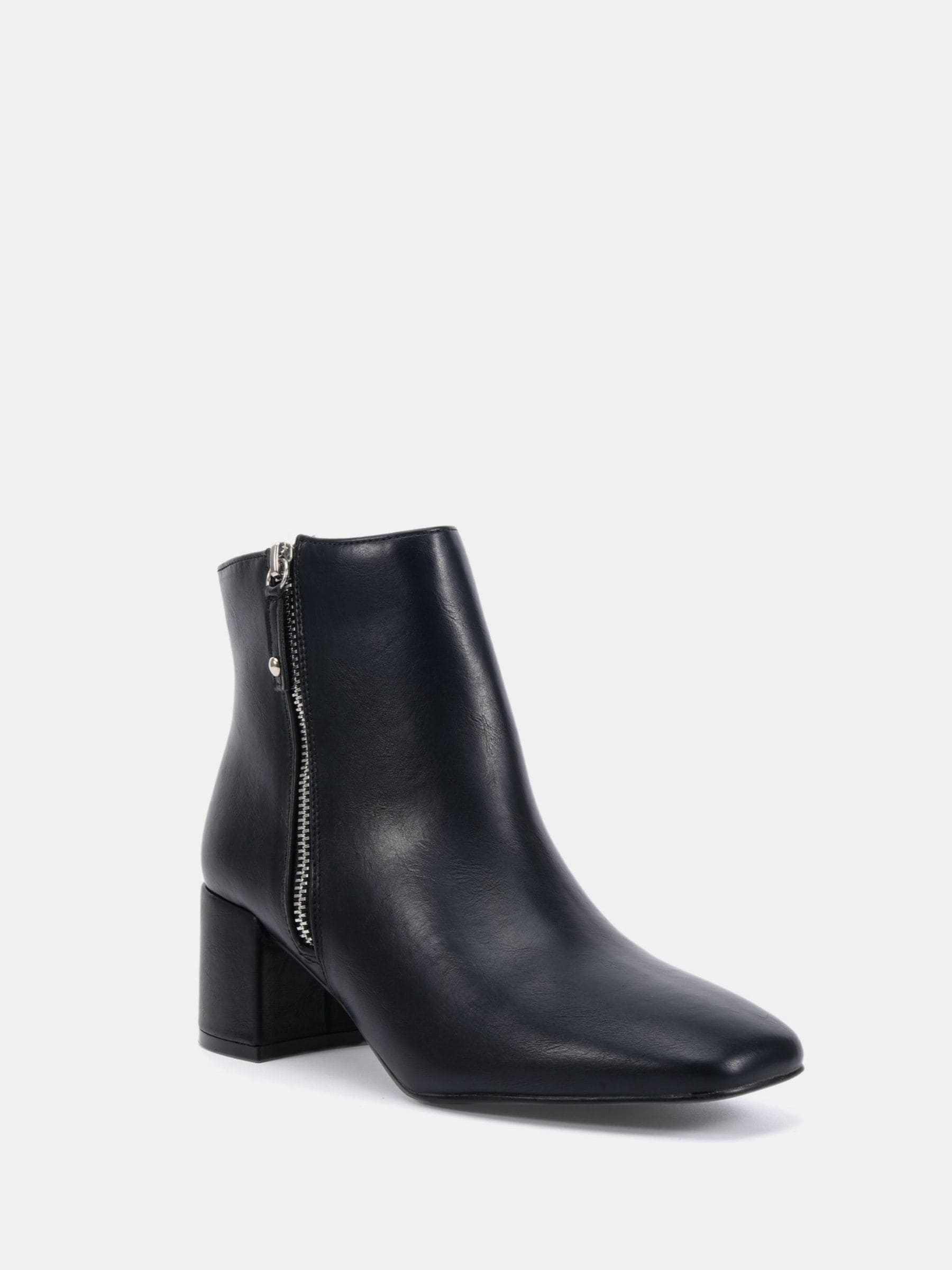 Buy Novo Black Regular Fit Kate Zip Side Square Toe Block Heel