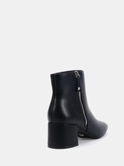 Schwarz - Novo Kate Zip Side Square Toe Block Heel Ankle Boots - Bild 4 von 6