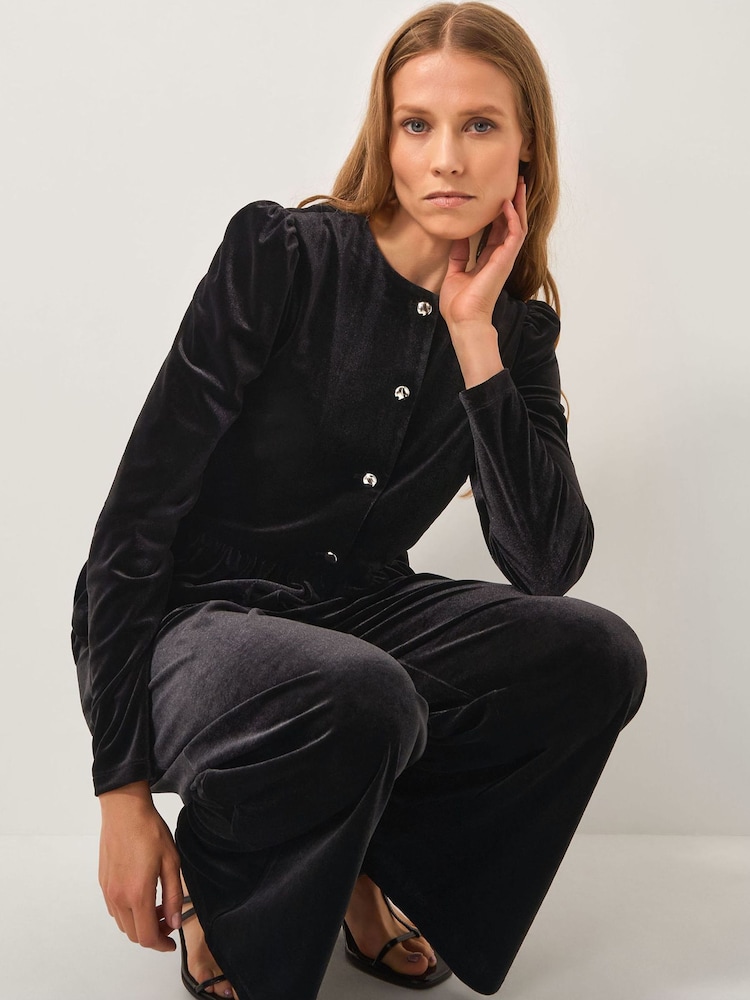 Monsoon Black Vayle Velvet Peplum Jacket - Image 2 of 5 Monsoon Black Vayle Velvet Peplum Jacket - Image 2 of 5