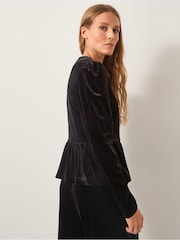 Monsoon Black Vayle Velvet Peplum Jacket - Image 3 of 5