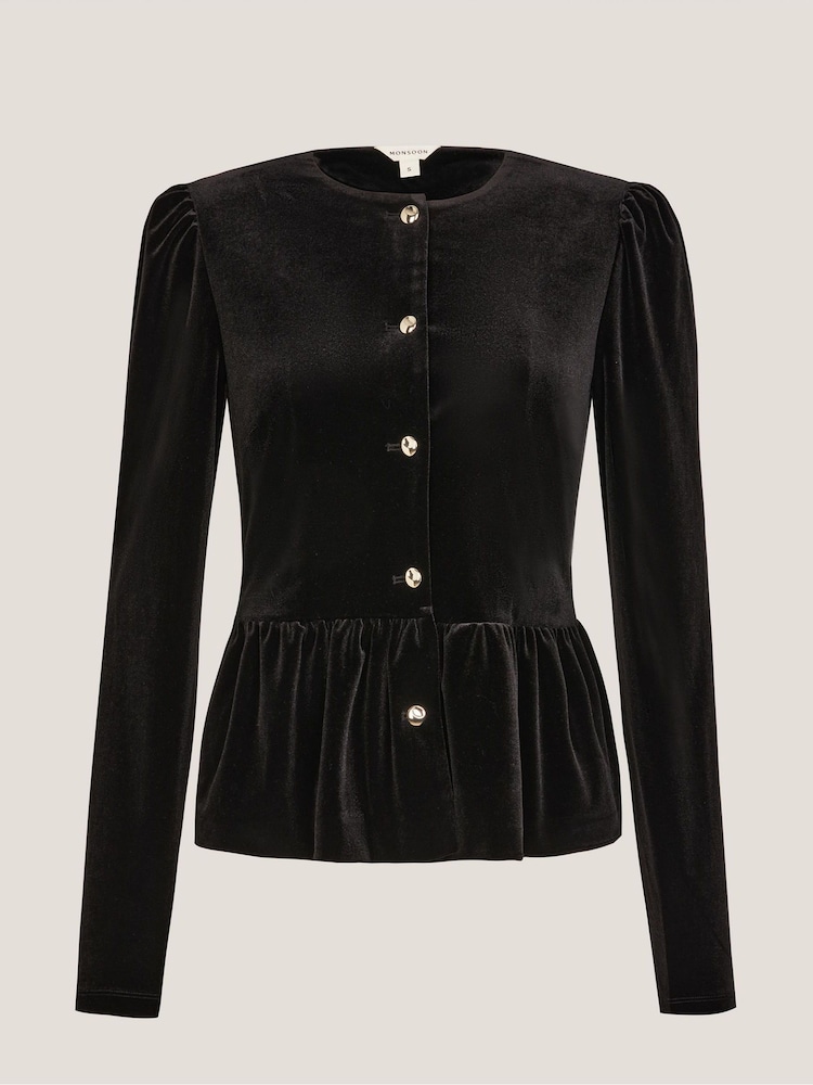 Monsoon Black Vayle Velvet Peplum Jacket - Image 5 of 5