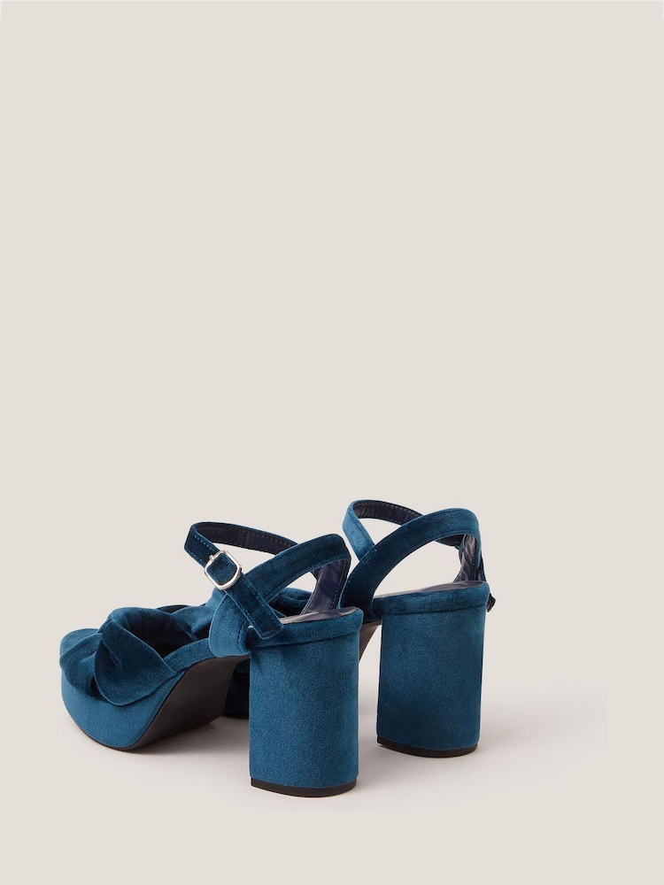 Monsoon Blue Nola Velvet Platform Heels - Image 2 of 3 Monsoon Blue Nola Velvet Platform Heels - Image 2 of 3