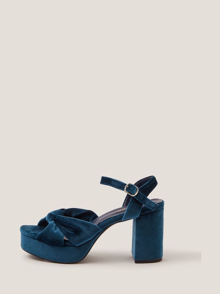Monsoon Blue Nola Velvet Platform Heels - Image 3 of 3 Monsoon Blue Nola Velvet Platform Heels - Image 3 of 3