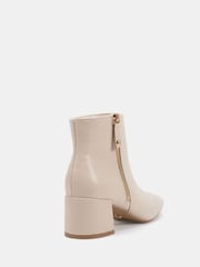 Natur - Novo Kate Zip Side Square Toe Block Heel Ankle Boots - Bild 4 von 6