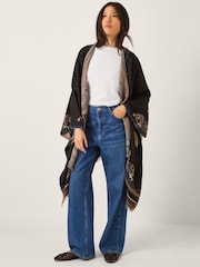 Monsoon Black Crissy Jacquard Wrap Cardigan - Image 2 of 5