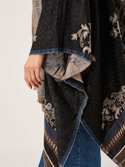 Monsoon Black Crissy Jacquard Wrap Cardigan - Image 4 of 5